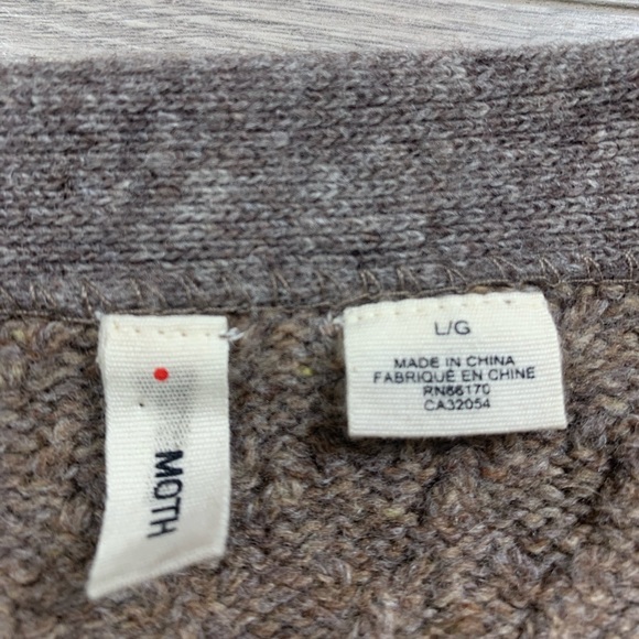Anthropologie Moth Wool Brown Cropped Embroidered Cardigan Sweater - Picture 4 of 7